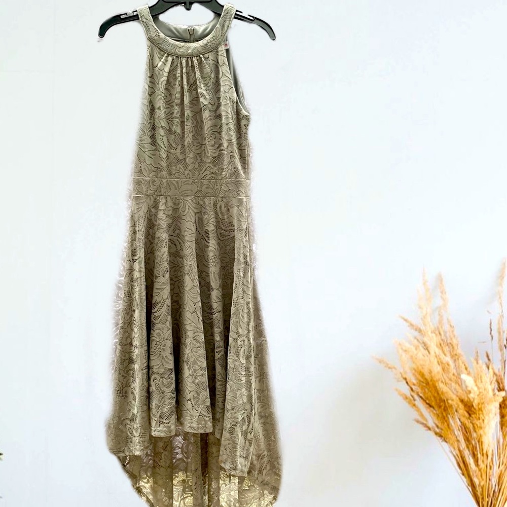 🌙 WOMAN’S | xs | grey | lace | hi low dress